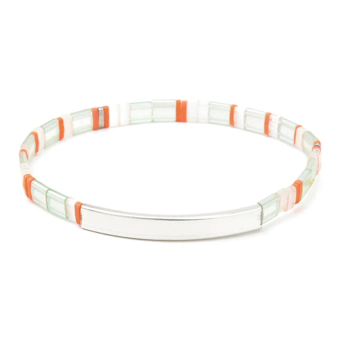 Scout Curated Wears : Good Karma Miyuki Bracelet "One Of A Kind" - Mist/Salmon/Silver
