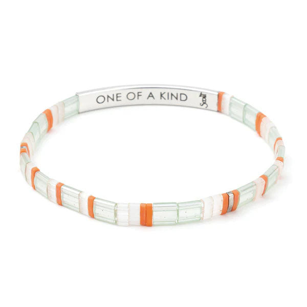 Scout Curated Wears : Good Karma Miyuki Bracelet "One Of A Kind" - Mist/Salmon/Silver
