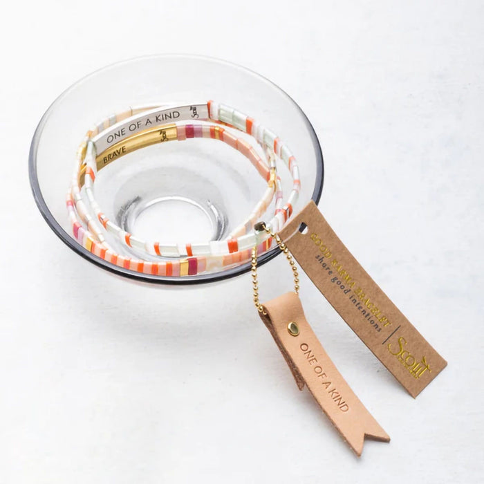 Scout Curated Wears : Good Karma Miyuki Bracelet "One Of A Kind" - Mist/Salmon/Silver