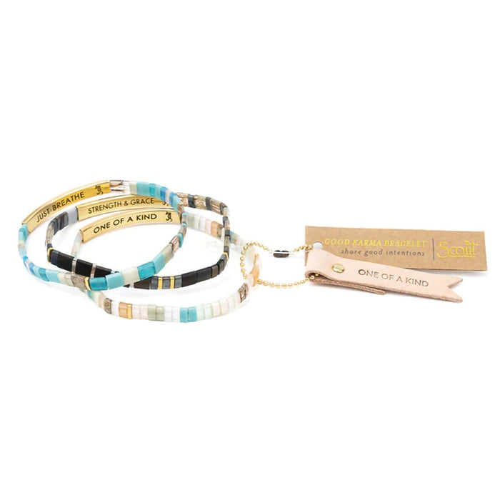 Scout Curated Wears : Good Karma Miyuki Bracelet "One Of A Kind" - Mist/Salmon/Silver