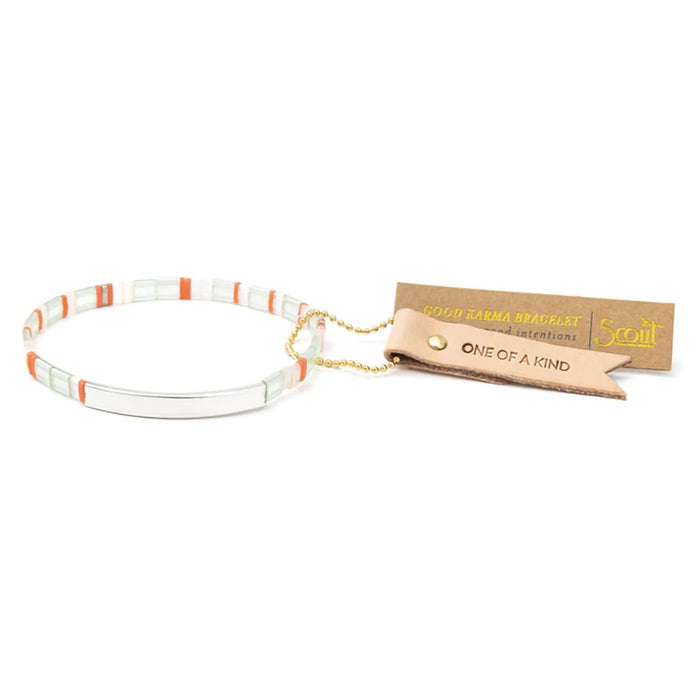 Scout Curated Wears : Good Karma Miyuki Bracelet "One Of A Kind" - Mist/Salmon/Silver