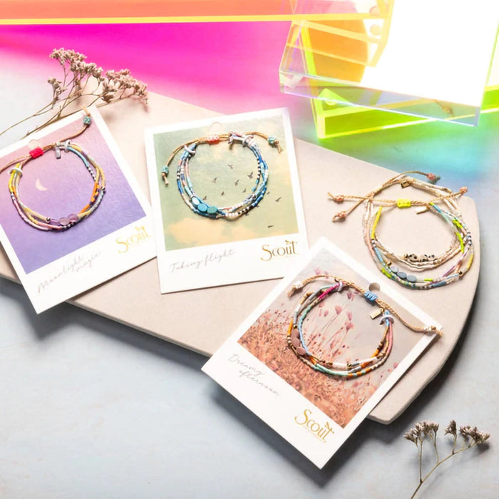 Scout Curated Wears : Mixed Media Bracelet - Heart/Rose Quartz/Silver