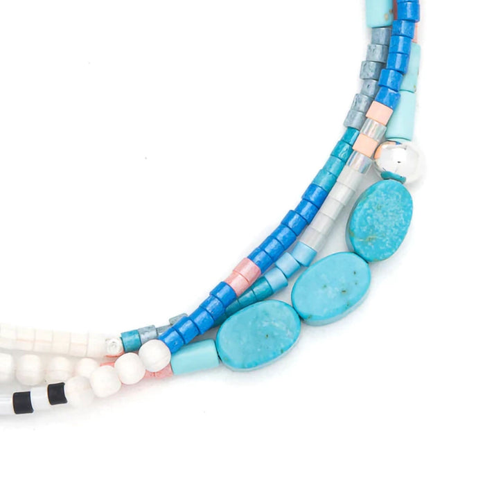 Scout Curated Wears : Mixed Media Bracelet - Sky/Turquoise/Silver