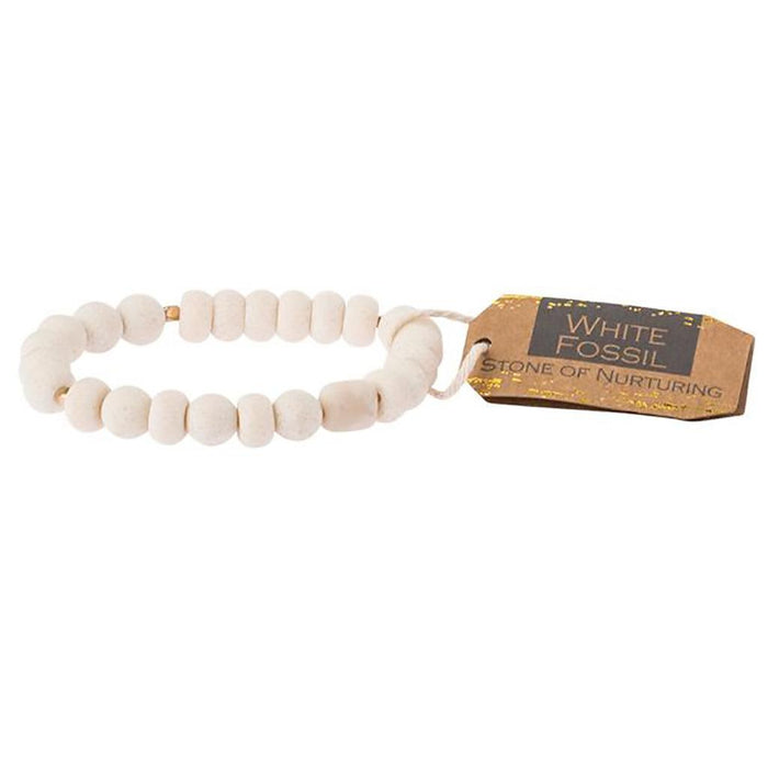 "Scout Curated Wears : White Fossil Stone Bracelet - Stone of Nurturing -"
