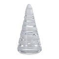 8" Snowdrift Conical Tree is wrapped in delicate, hand-sculpted ribbons of glass on  white background