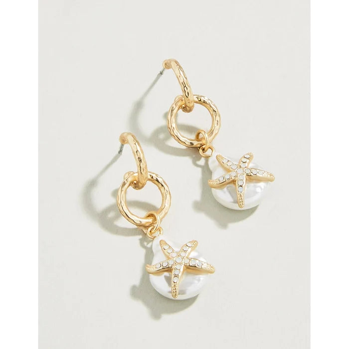 Spartina 449 Starfish Groupie Earrings featuring pearl drops and gold-tone starfish charm