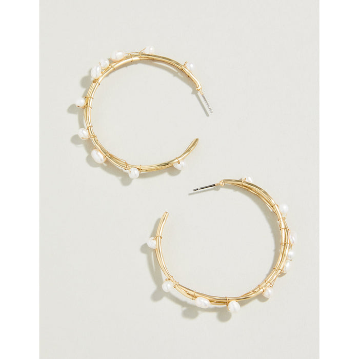 Spartina 499 jewelry-Matte finish earrings-Hoop earrings- Pearl Gold earrings- Gold jewelry-gift shop-gifts for her