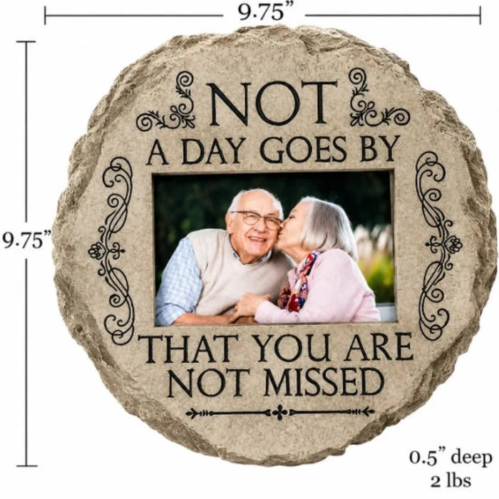 The Spoontiques Not A Day Goes By Memory's Stepping Stone features a heartfelt memorial message on durable hand-painted resin.