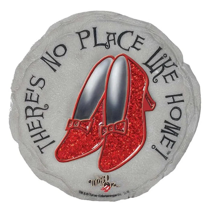 The Spoontiques Ruby Slippers Stepping Stone features a vibrant hand-painted ruby slipper design on durable resin.