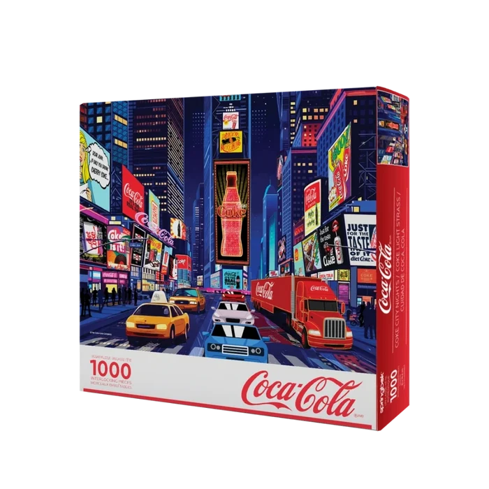 Springbok puzzle box featuring coca-cola city nights.