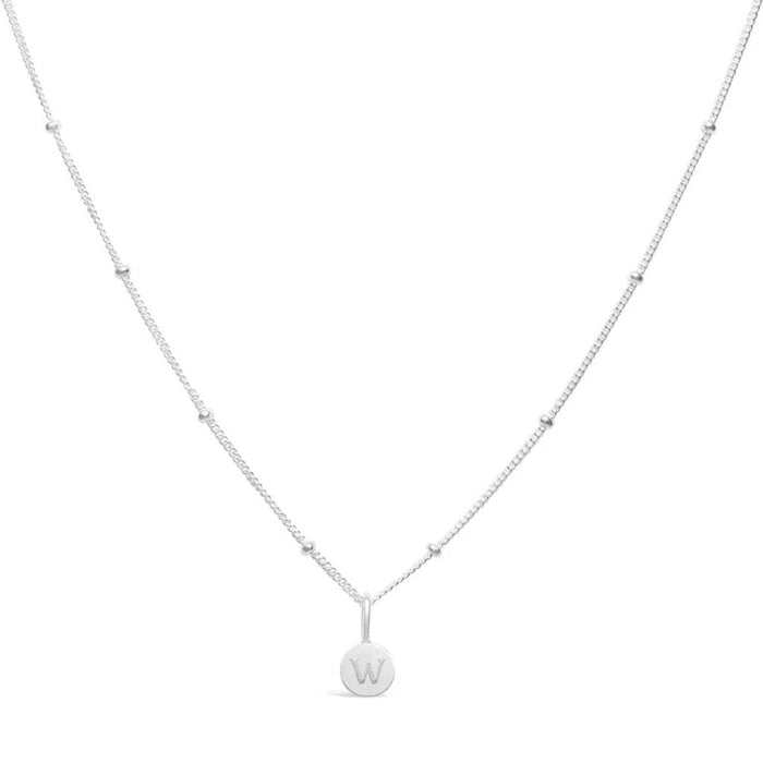 "Stia : Love Letter \"W\" Mini Disk Necklace -"