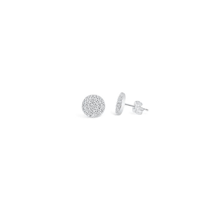 "Stia : Pretty Party Earring Pavé Disk Stud in Silver -"