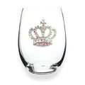 "The Queens' Jewels : Aurora Borealis Crown Jeweled Stemless Wineglass -"