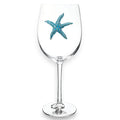 The Queens' Jewels : Blue Starfish Jeweled Stemmed Wine Glass - The Queens' Jewels : Blue Starfish Jeweled Stemmed Wine Glass
