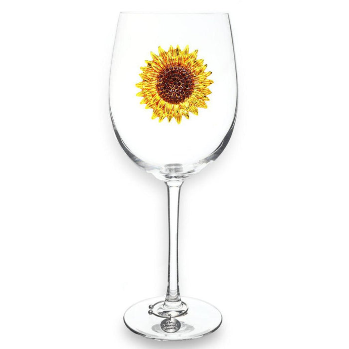 "The Queens' Jewels : Sunflower Jeweled Stemmed Wineglass -"