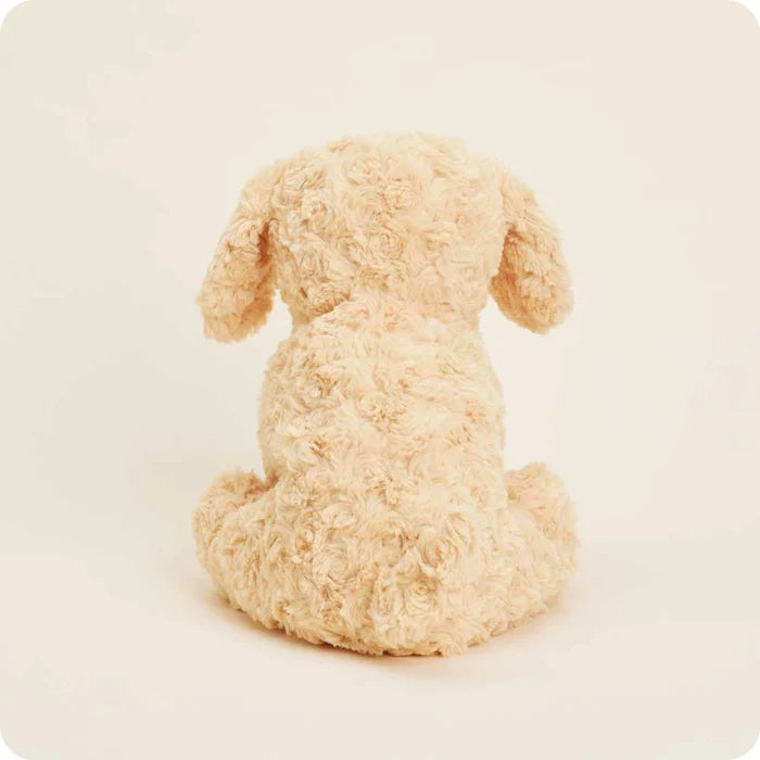 Warmies Be Mine Golden Dog plush back view showing soft curly fur