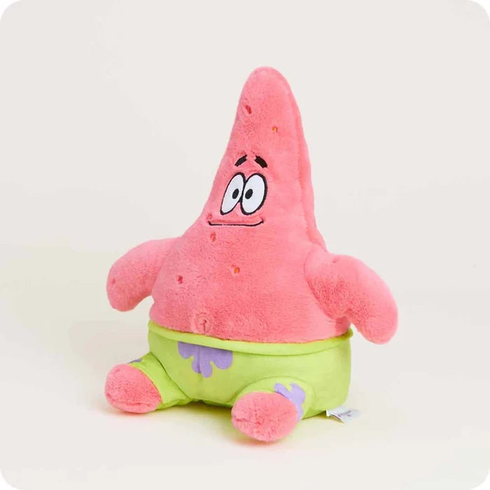 Warmies Patrick Star plush sitting with arms outstretched, lavender-scented microwavable comfort toy