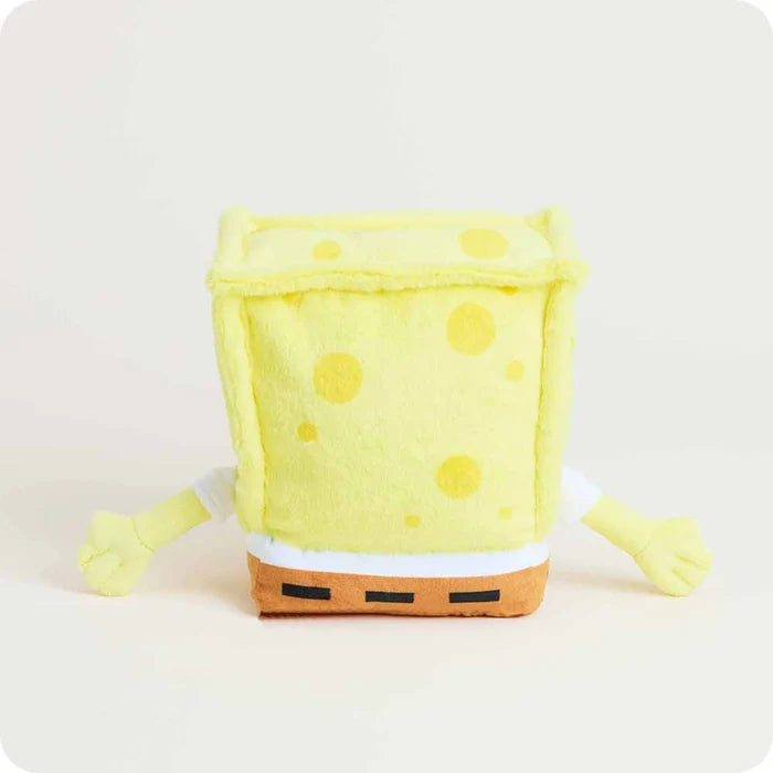 Back view of Warmies SpongeBob Plush showing soft yellow textured plush and square sponge shape