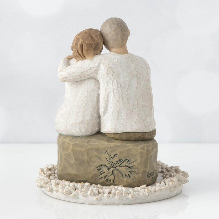 "Willow Tree Anniversary Cake Topper figurine featuring a seated couple in loving embrace, ideal for milestone wedding celebrations and vow renewals"