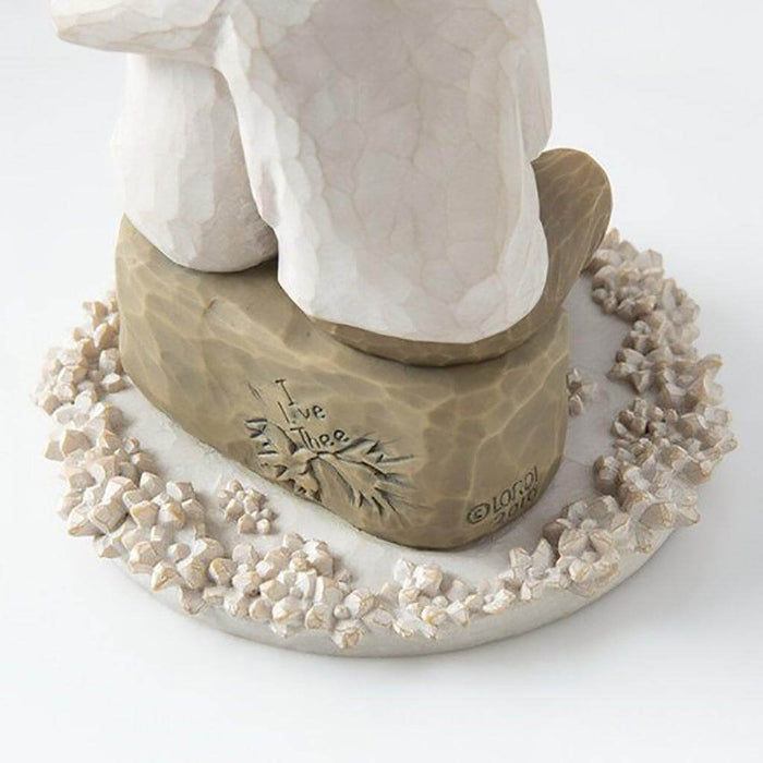 "Willow Tree Anniversary Cake Topper figurine featuring a seated couple in loving embrace, ideal for milestone wedding celebrations and vow renewals"