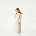 Willow Tree Messenger figurine – hand-painted resin sculpture of a woman in white dress with red bird on shoulder, symbolizing love and remembrance