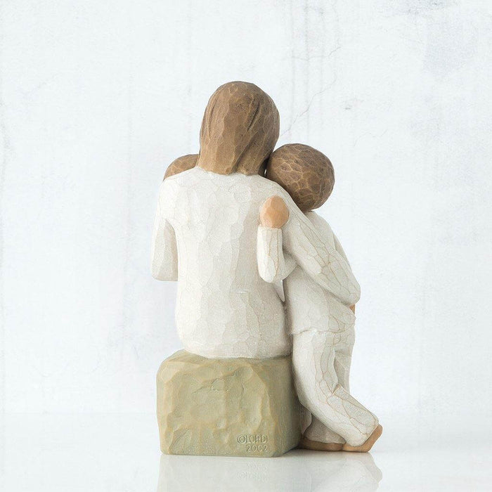 "Willow Tree Quietly Figurine – Hand-painted sculpture of mother with two children, resin keepsake celebrating love, motherhood, and family"