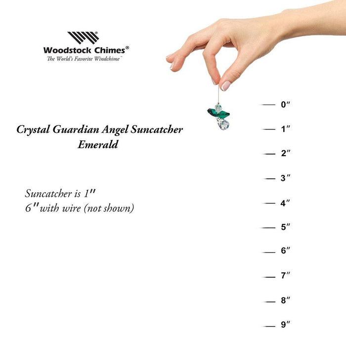 "Woodstock Chimes : Crystal Guardian Angel Suncatcher - Emerald (May) -"