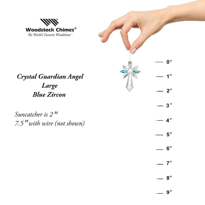 "Woodstock Chimes : Crystal Guardian Angel Suncatcher - Large, Blue Zircon -"