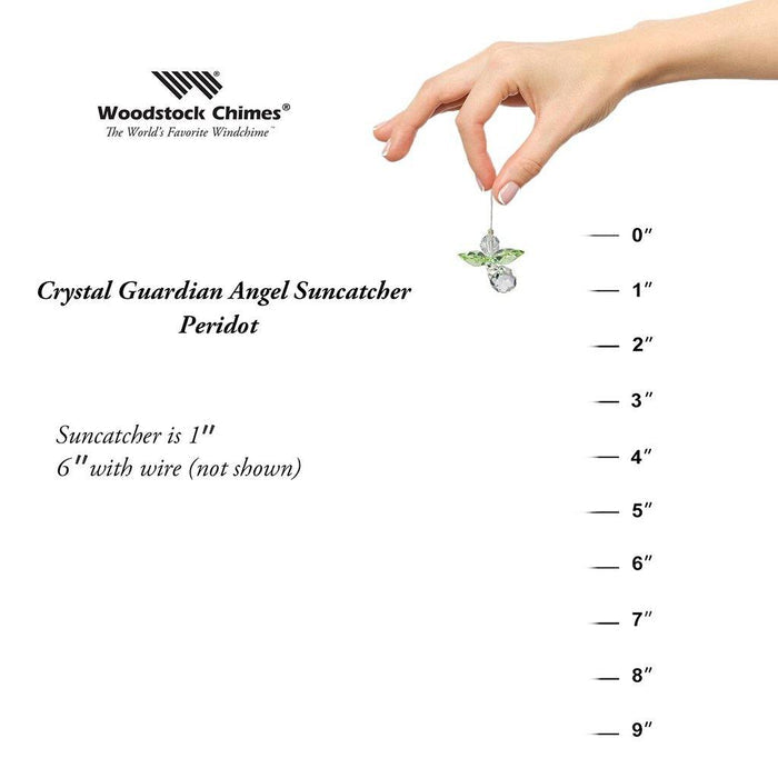 "Woodstock Chimes : Crystal Guardian Angel Suncatcher - Peridot (August) -"