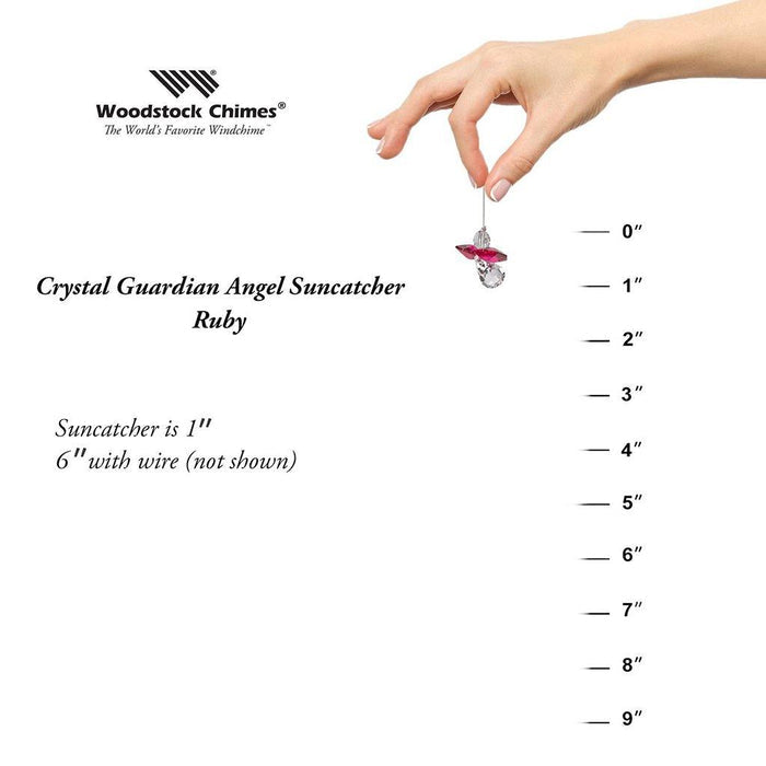 "Woodstock Chimes : Crystal Guardian Angel Suncatcher - Ruby (July) -"
