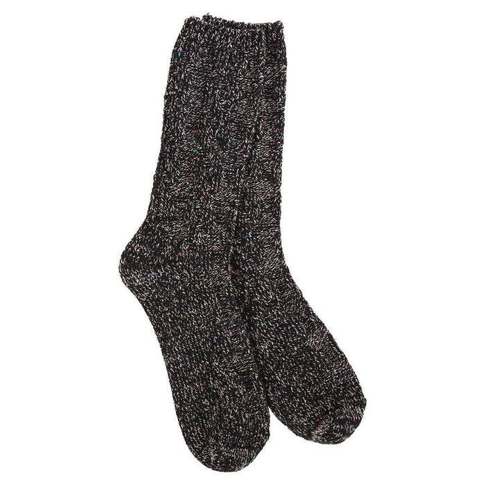 World's Softest : Weekend Ragg Cable Crew in Black Confetti - World's Softest : Weekend Ragg Cable Crew in Black Confetti