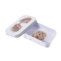 A tin box adorned with a cute hedgehog design, showcasing its whimsical artwork.